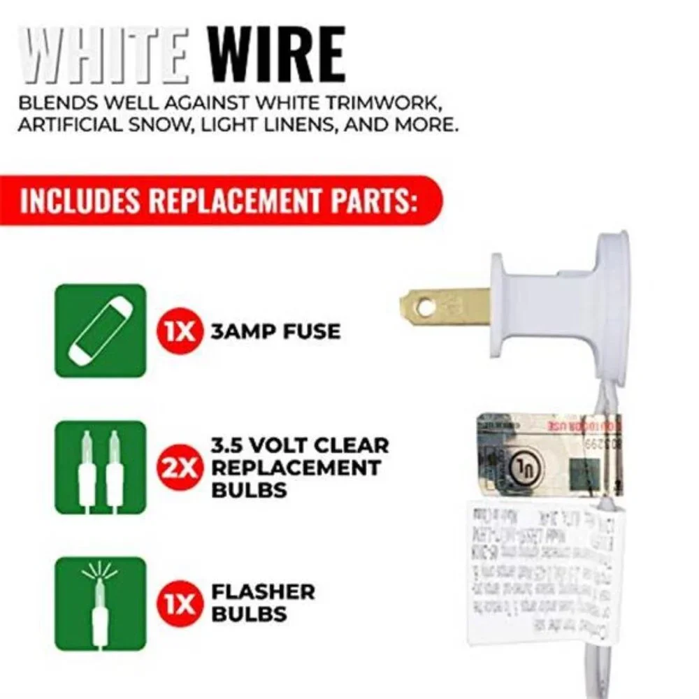 Christmas String Lights 35 Clear Indoor White Wire 7.5 Foot Holiday Decor Lights